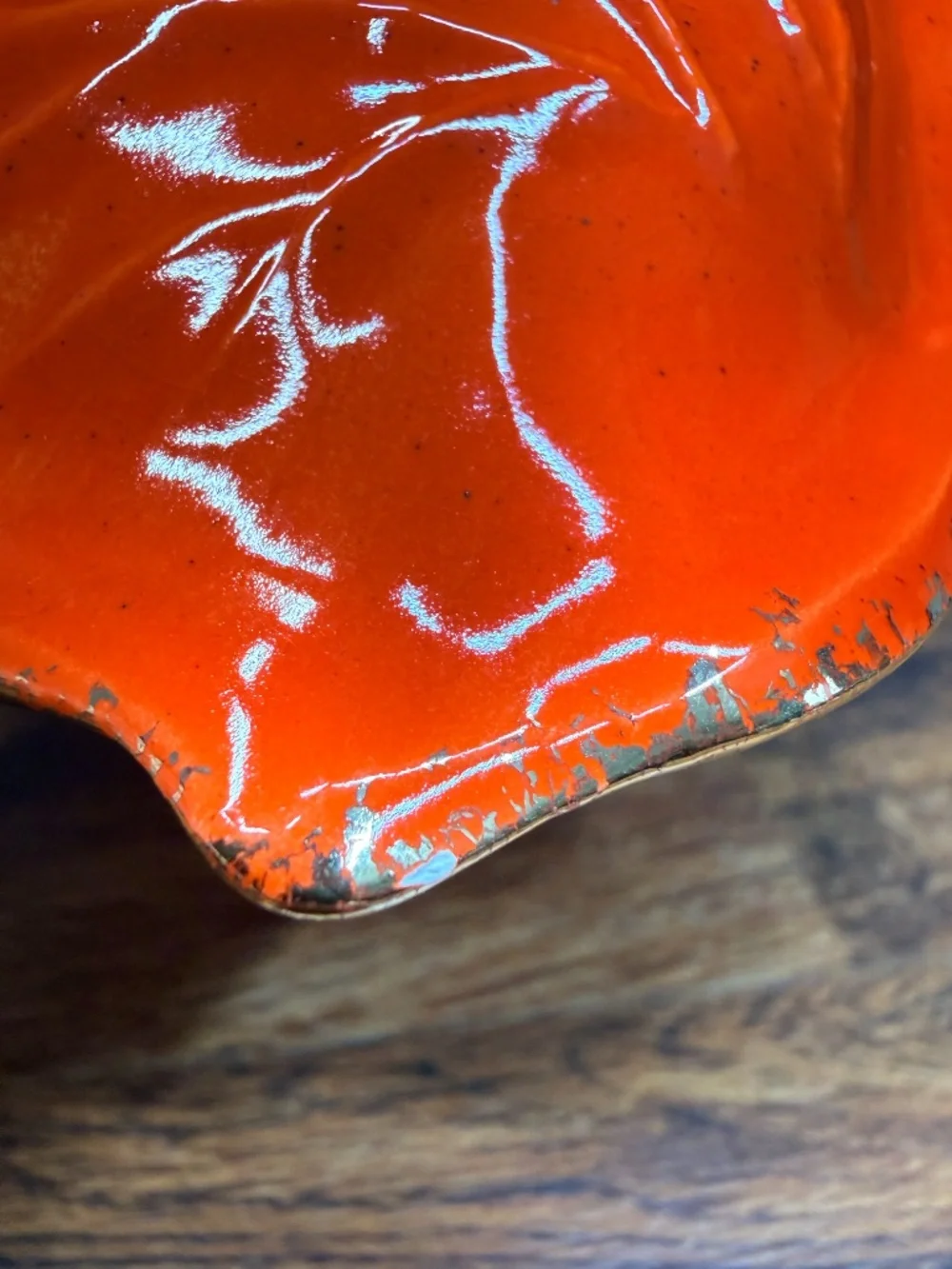 Leaf Shaped Orange with Gold Trim Bowl